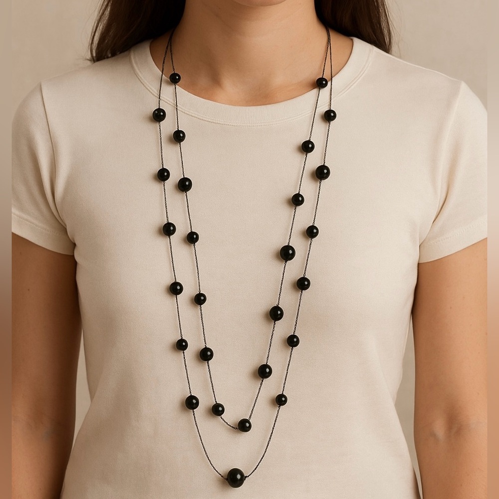 Black Beaded Necklace